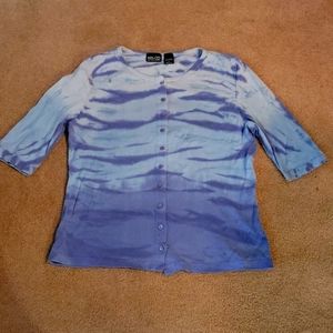 NY&CO Zebra Print Button-down Knit purple size: L